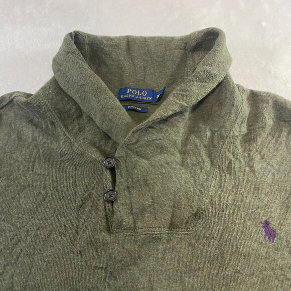 Polo Ralph Lauren Estate Rib Cowl Neck Button Cardigan Brown Sweater Mens XL - Picture 3 of 10